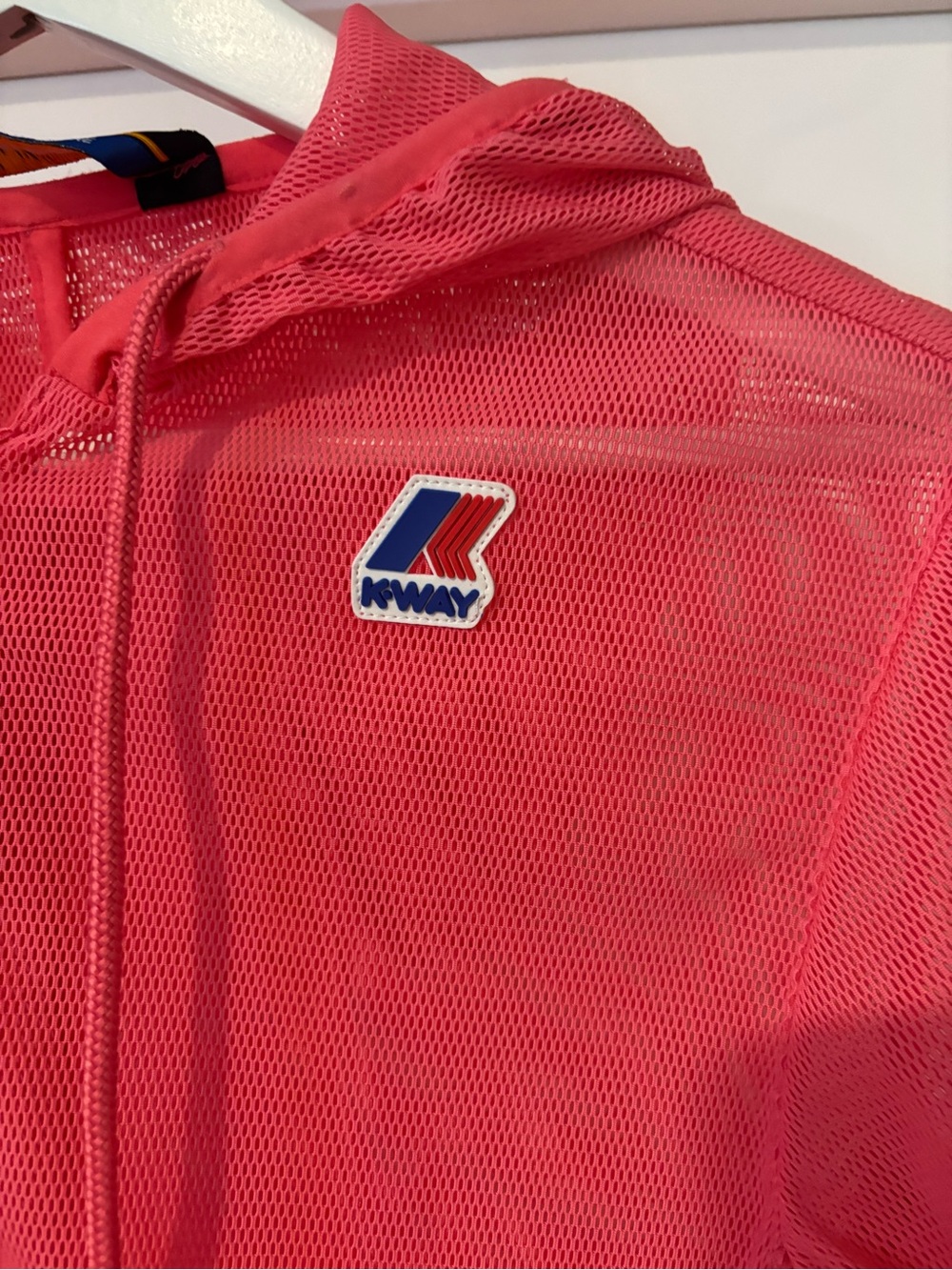 K-Way Coral Red Hooded Mesh Jacket - Picture 2 of 13